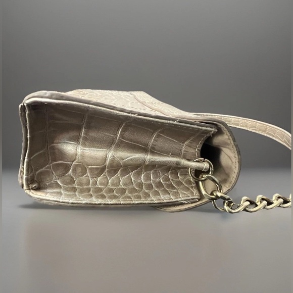 Liz Claiborne Shoulder Bag Champagne Faux Croc Leather Purse Chain Strap Chic - Picture 11 of 16